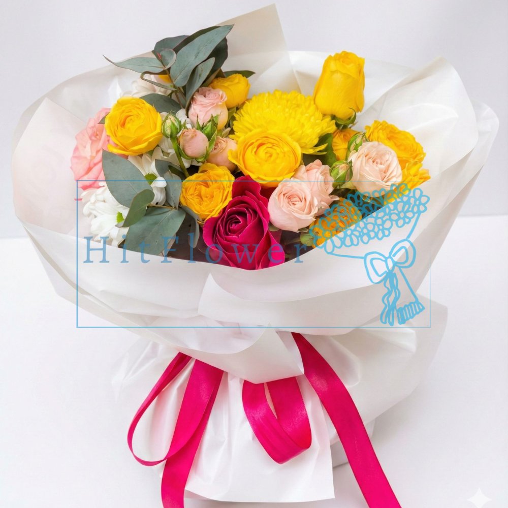 Букет цветов из: Розы и Хризантемы